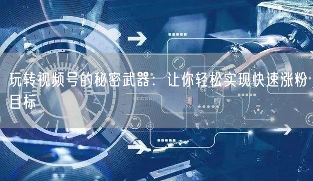 玩转视频号的秘密武器:让你轻松实现快速涨粉目标