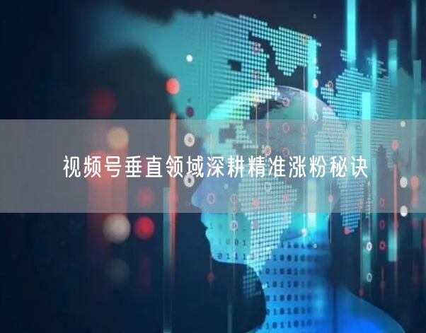 视频号垂直领域深耕精准涨粉秘诀